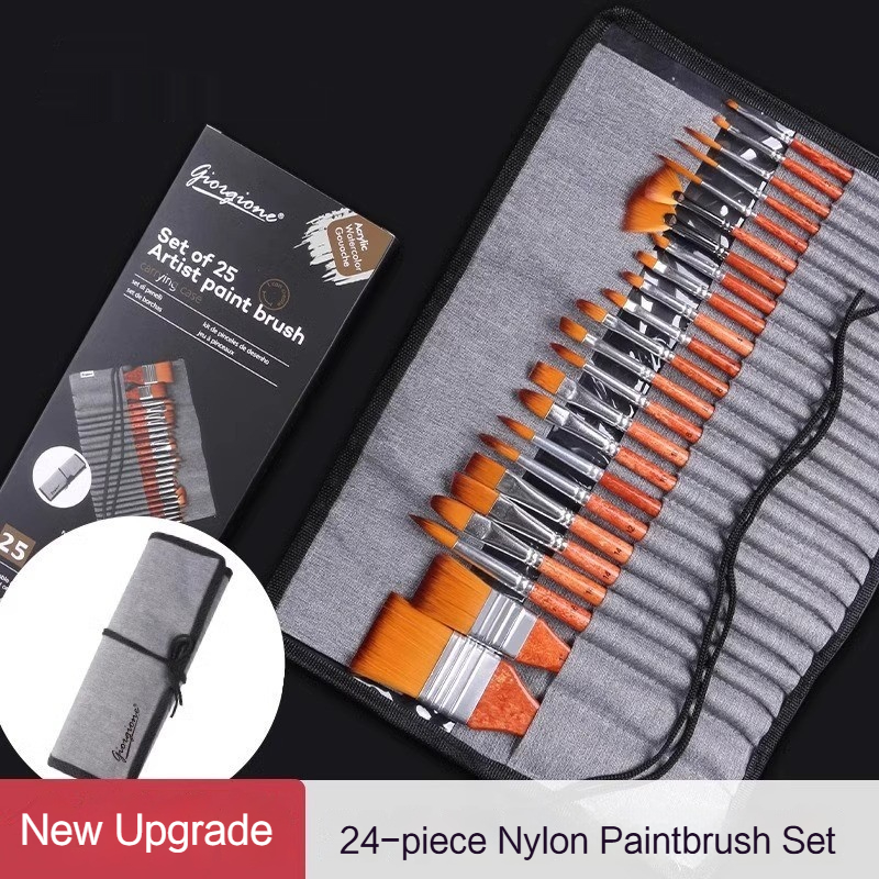 Gouache Paint Set - 24-delige nylon borstelset schraper pen gordijn