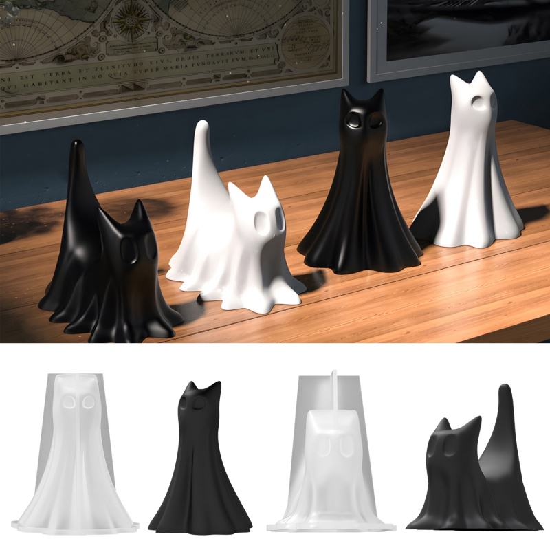 Art Craft Things - Ghost Cat Halloween Desktop Ornament Gips
