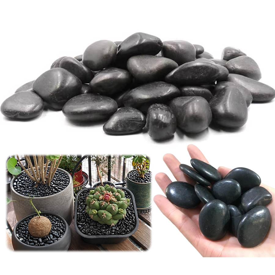 Art Craft Vase - 200/300/400g Zwarte Gepolijste Kiezelstenen – Rivierstenen