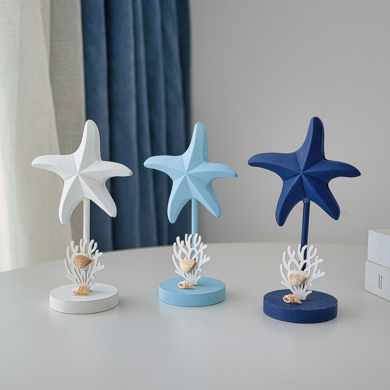 Art Craft Restaurant - 3 stuks oceaanstijl houten zeester ornamenten