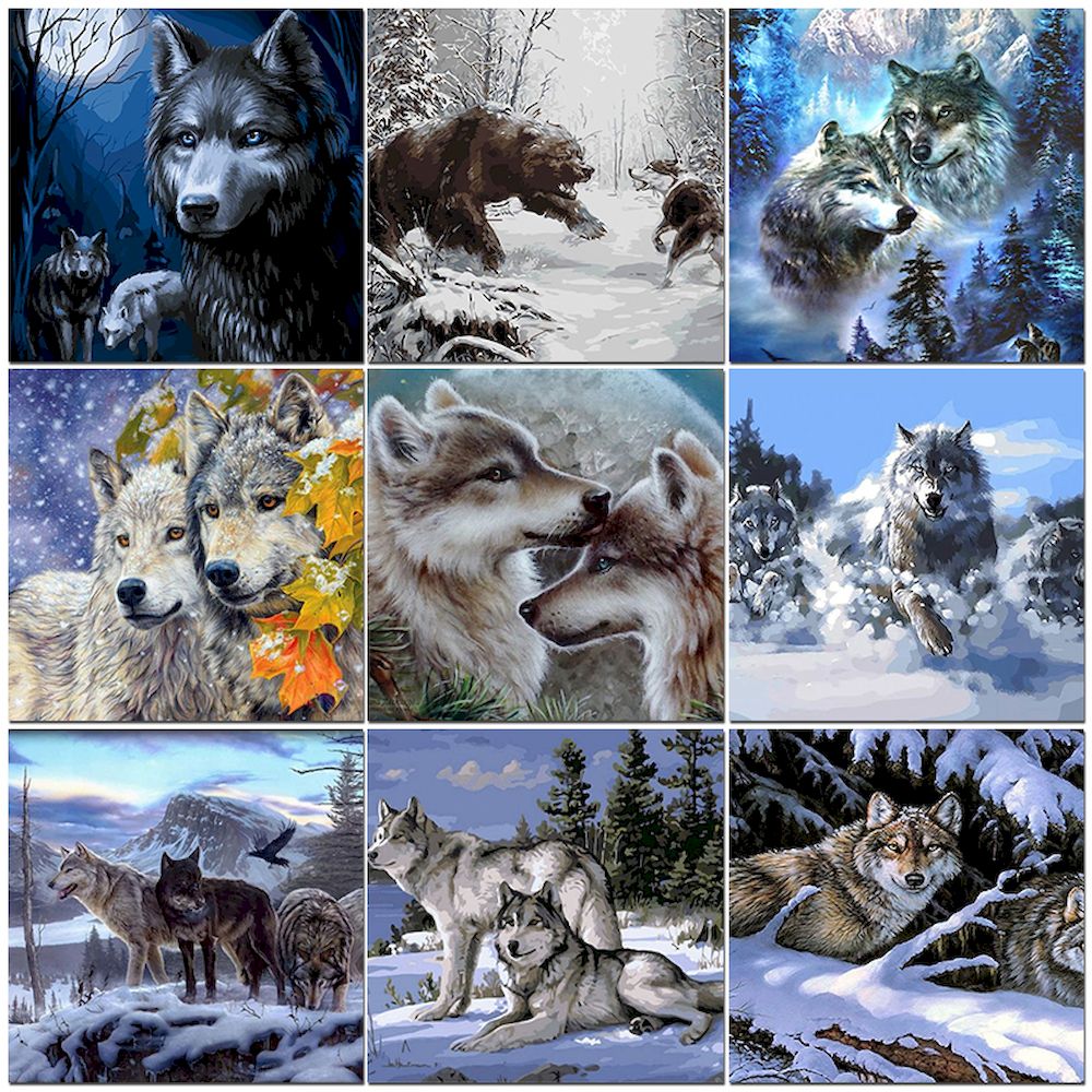 Art Craft Picture - Schilderen op nummer Wolf olie Foto's