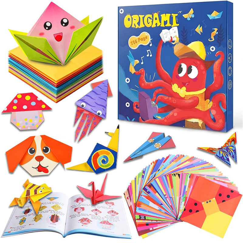 Art Craft Things - Origami-papier knutselsets Begeleidingsboek DIY-kunstknutselspullen Kleurrijke vouwpapieren