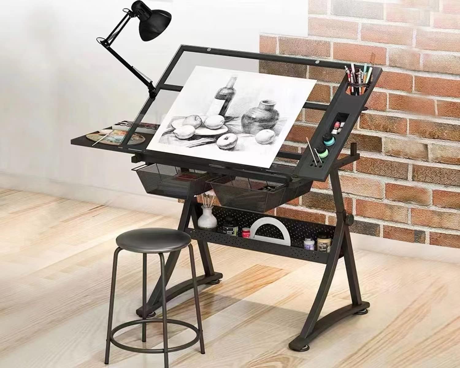 Art And Craft Studio - Glazen teken- en schilderbureau – verstelbaar,