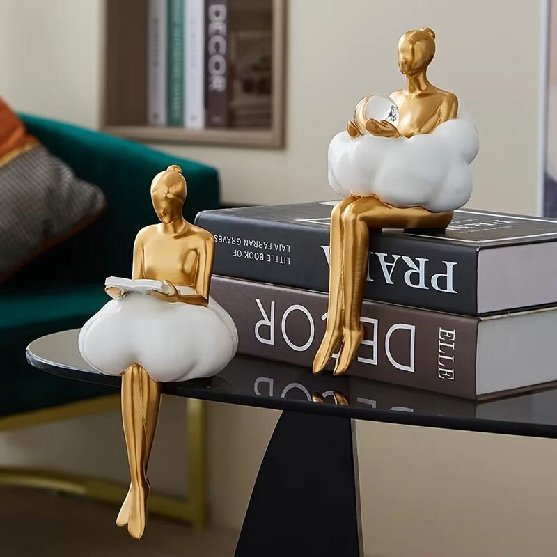 Art And Craft Studio - Nordic Cloud Jurk Meisje Standbeeld Hars