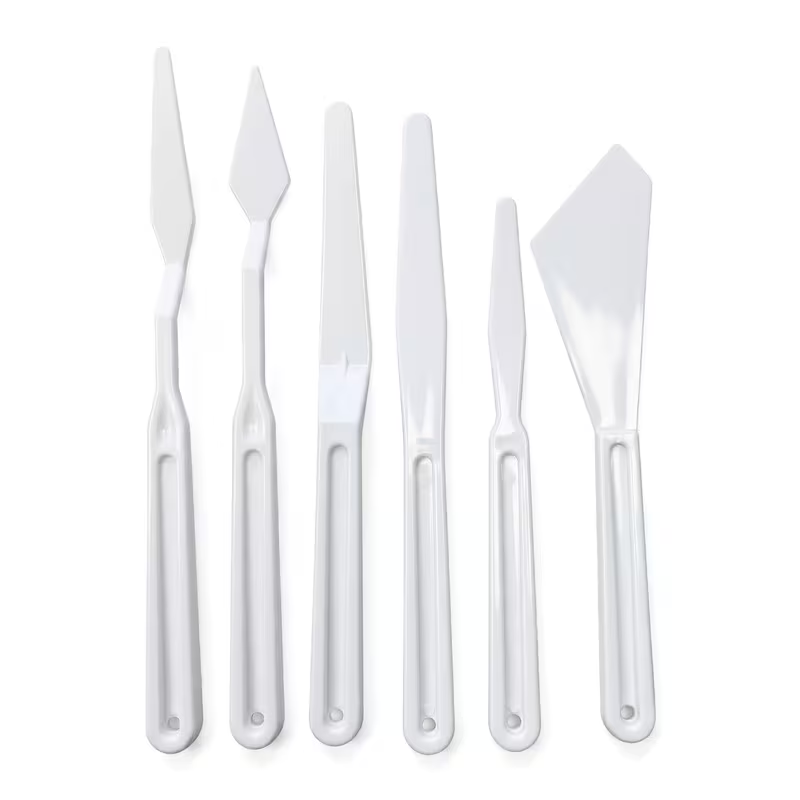 Painting Knife Palette - 6-delige plastic paletmessenset, flexibele kunstmessen voor