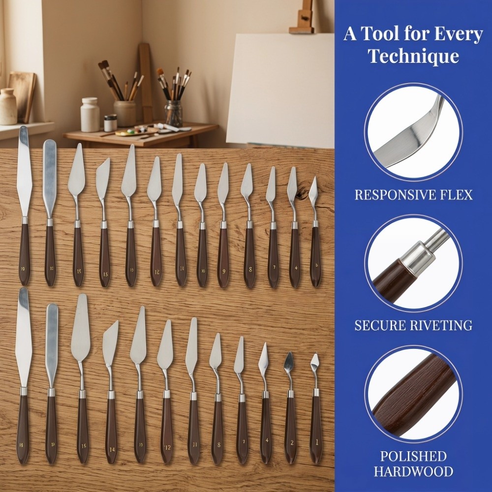 Painting Knife Palette - 18-delige set solide roestvrijstalen schildersmessen met