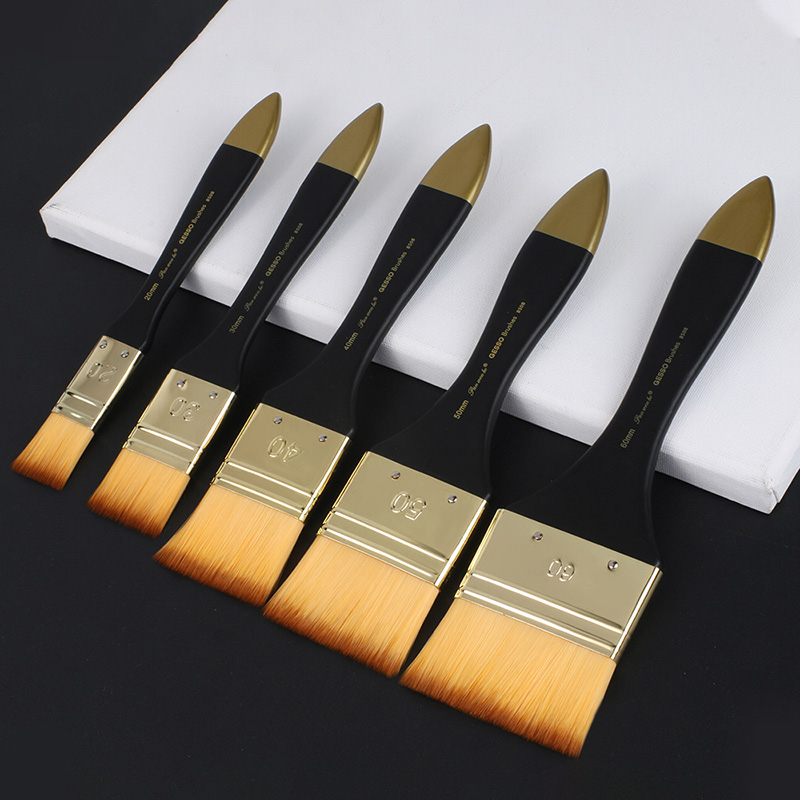Gouache Paint Set - 5 maten platte penselen, nylon borstelharen