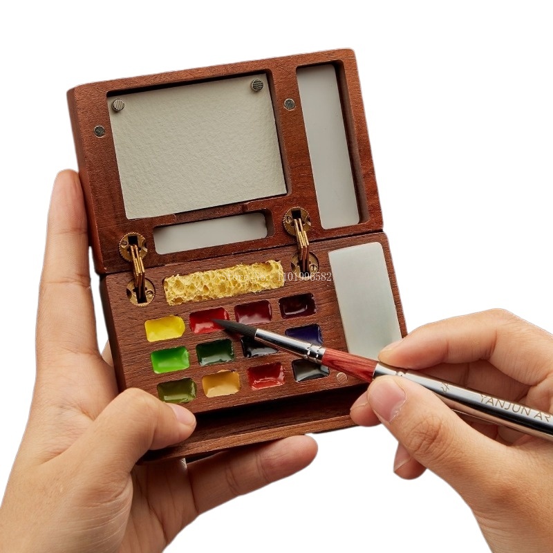 Reisschilderdoos Massief houte - Gouache Paint Set recensie en prijs