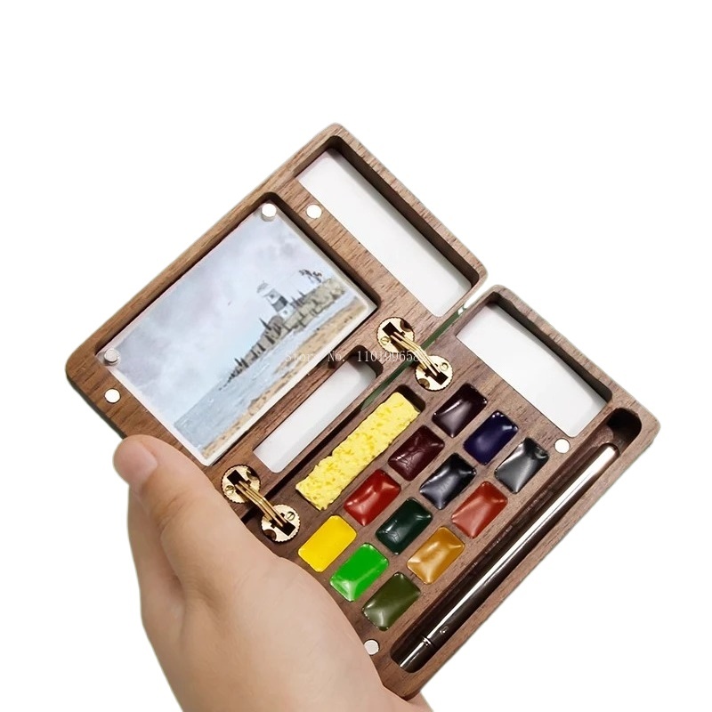 Reisschilderdoos Massief houte - Gouache Paint Set recensie en prijs