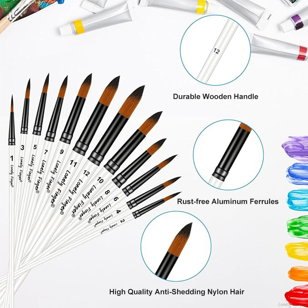 12-delige witte nylon kunstena - Gouache Paint Set recensie en prijs