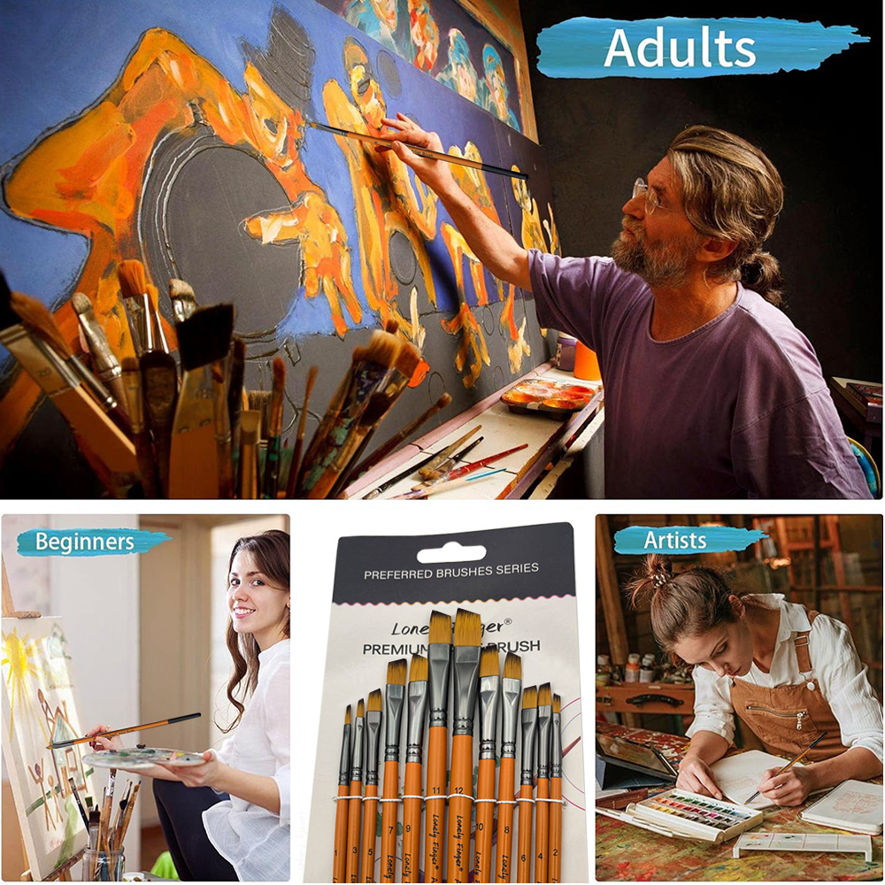 Hoekige Verfkwasten, 12 Stuks  - Gouache Paint Set recensie en prijs